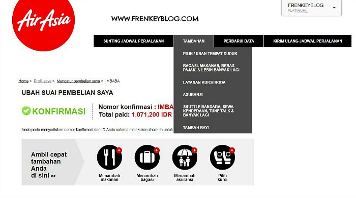 AirAsia – Cara Beli Bagasi Tambahan, PreOrder Meal, Kursi Pilihan